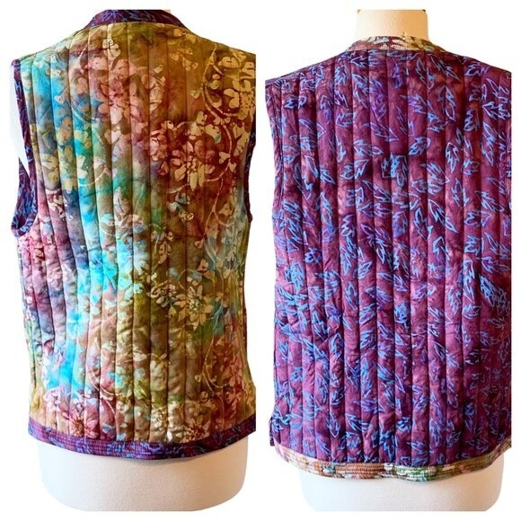 NWT Quilted Colorful Batik Reversible Wearable Art Festival Vest -Small - Picture 4 of 9